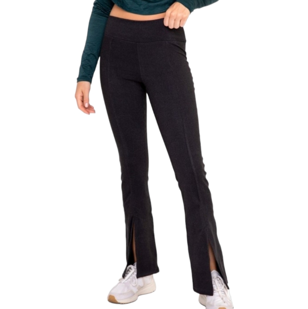 NWT Women's charcoal Brushed Ribbed Flare Leggings